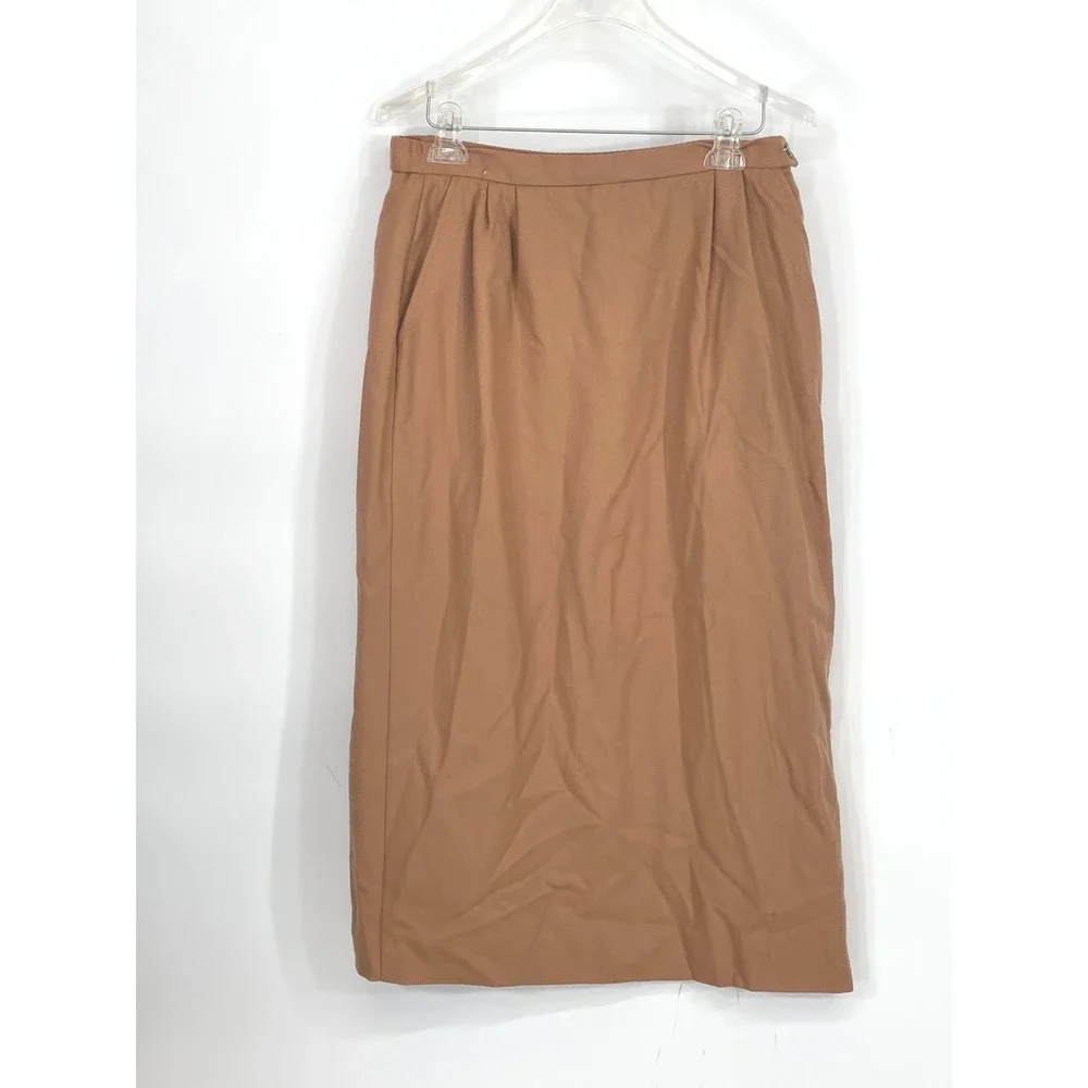 Pendleton Womens Skirt 14 Midi Camel Tan 100% Virgin Wool Vintage USA Modest